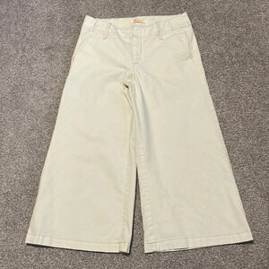 Lee One True Fit Lower On The Waist Wide Leg Cropped Jeans Off White 7/8.
